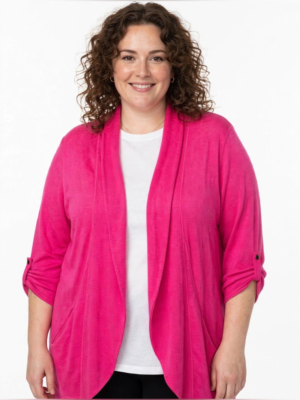 Chico's Bright Fuchsia Open-Front Cardigan 16/18